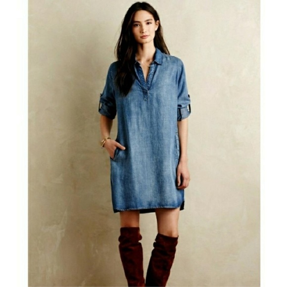 Anthropologie Dresses & Skirts - Anthropologie Cloth Stone Chambray Tunic Dress